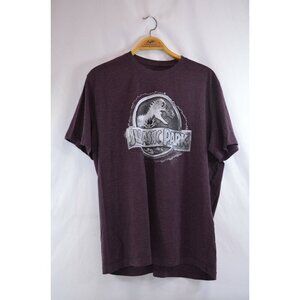 Jurassic Park World Mens T-Shirt XL Official Merch Maroon Logo Tee Universal